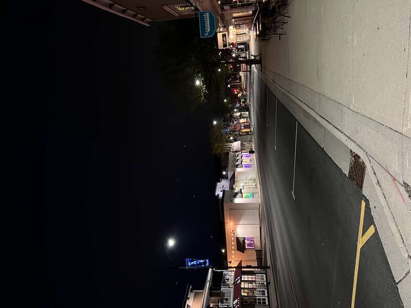 Looking SE on Main Street in Wauconda, Illinois. 8:28pm on May 8th, 2023.