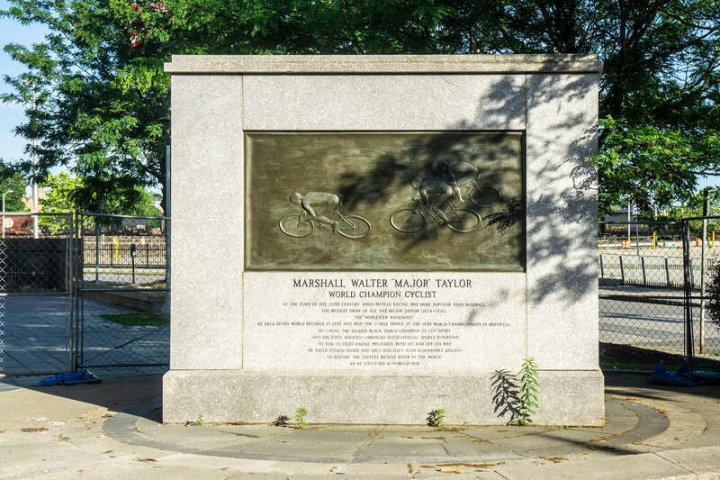 Major Taylor memorial at Worcester Public Library.
