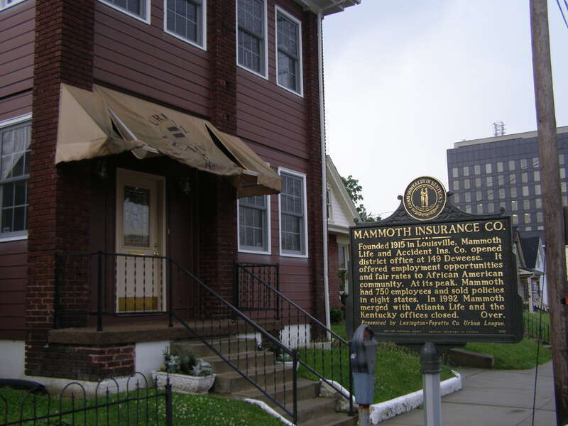 Mammoth Insurance Co.
Founded 1915 in Louisville, Mammoth Life and Accident Ins. Co. opened district office at 149 Deweese.  It offered employment opportunities and fair rates to African American community.  At its peak, Mammoth had 750 employees and