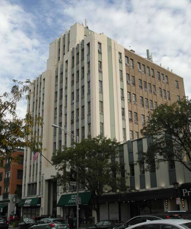 The Medical Arts Building, in Oak Park, Illinois, viewed from the northwest in 2019.