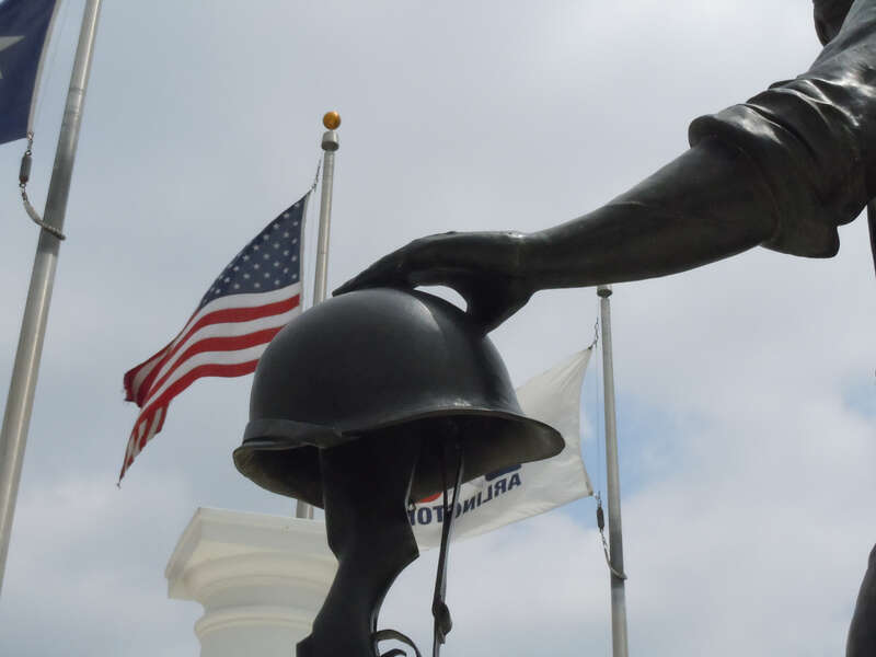 Close-up of statue in Memorial Park in Arlington, TX