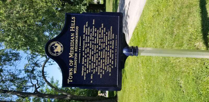 Historical marker describing the history of Meridian Hills, Indiana.