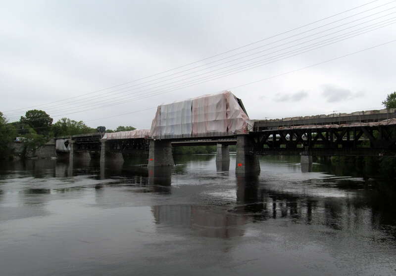 Merrimack River Bridge in May 2017 during rehabilitation work