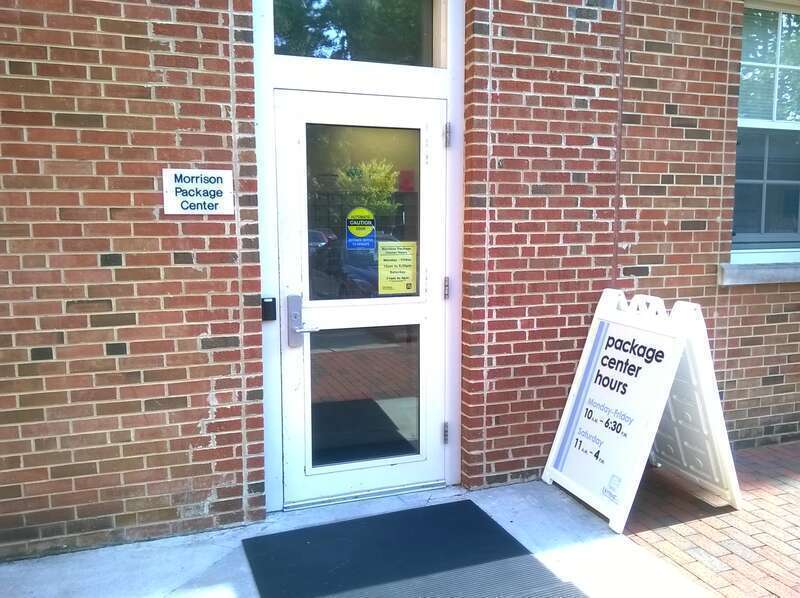 entrance of Morrison Package Center, University of North Carolina at Chapel Hill
