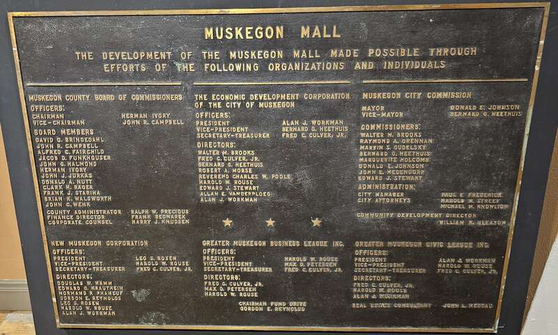 Plaque from the Muskegon Mall at the Muskegon Museum of History &amp;amp; Science in Muskegon, Michigan