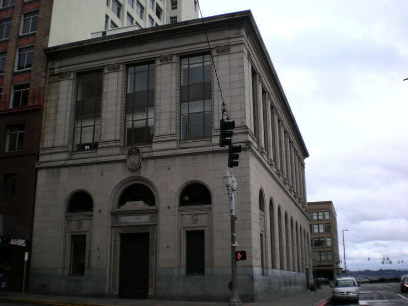 The former National Bank of Tacoma building in Tacoma, Washington. After serving as a bank, it also served for many years as the Tacoma Art Museum, before a custom museum building was constructed.
