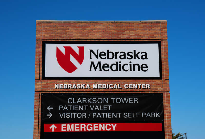 Signage at the Nebraska Medical Center of the University of Nebraska in Omaha, Nebraska.