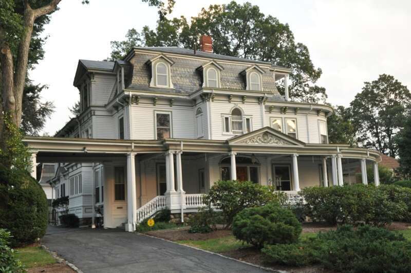 A house on Vista Road in the Lasell Neighborhood Historic District of Newton, Massachusetts.