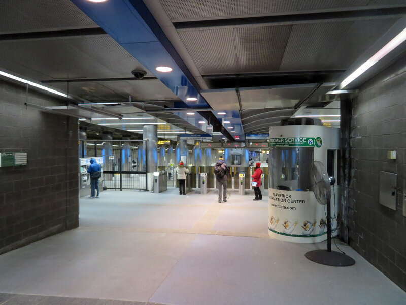 Looking into the north fare lobby at Maverick station in December 2019