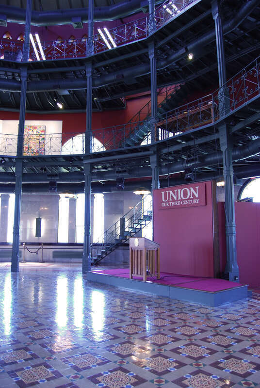 Interior of the Nott Memorial Hall, built in 1858 on the campus of Union College in Schenectady, New York, United States, commemorates Eliphalet Nott, president of Union from 1804 to 1866 (for which he became, and still remains, the longest serving
