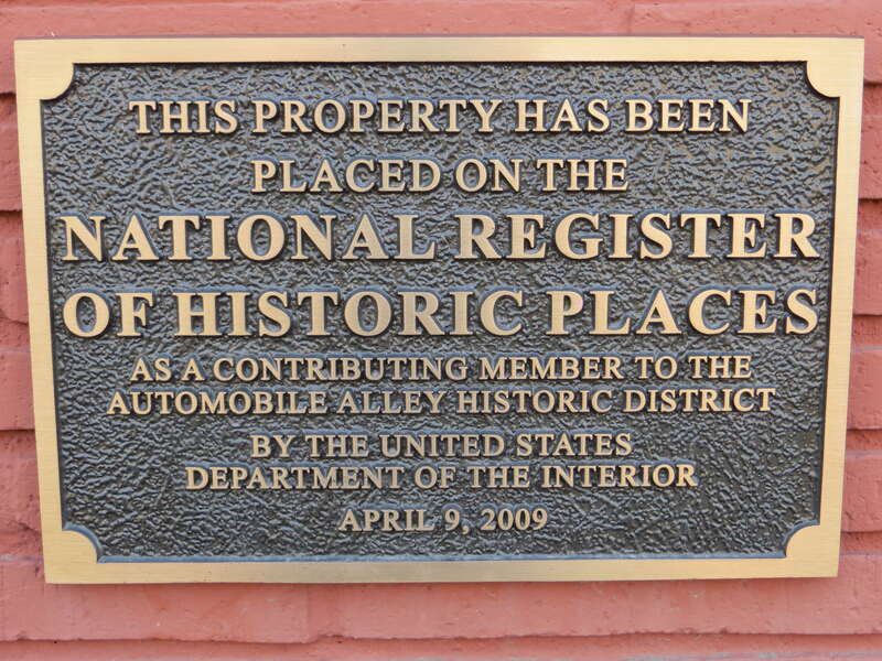 NRHP plaque on Automobile Alley, Oklahoma City, Oklahoma, USA