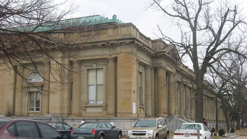 Front and part of the southern side of the Old Central Post Office (now a preschool, the Toledo Day Nursery), located on Thirteenth Street between Madison and Jefferson Avenues in Toledo, Ohio, United States.  Built in 1911, it is listed on the