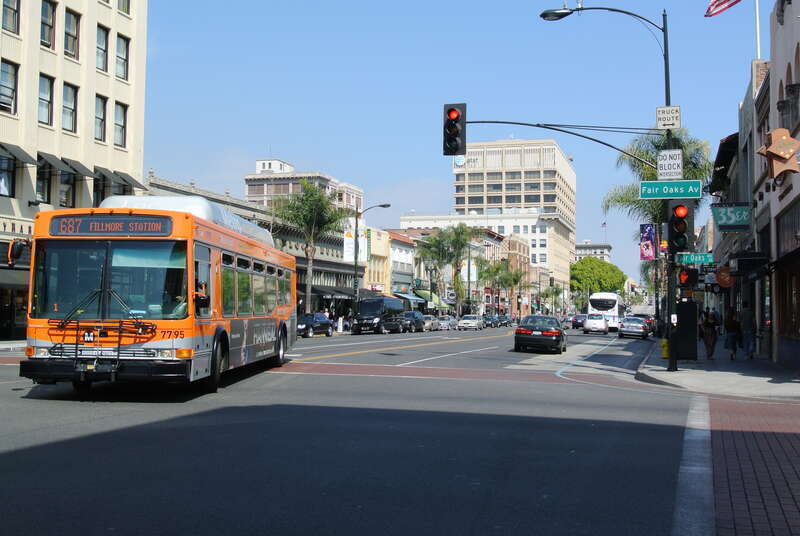 Old Town Pasadena (intersection Fair Oaks Ave and Colorado Blvd) and Metro Local bus
