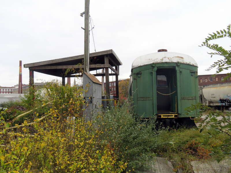 Pennsylvania Railroad P70 coach, formerly part of the Old Colony &amp;amp; Fall River Railroad Museum, left at Fall River Wharf in October 2020