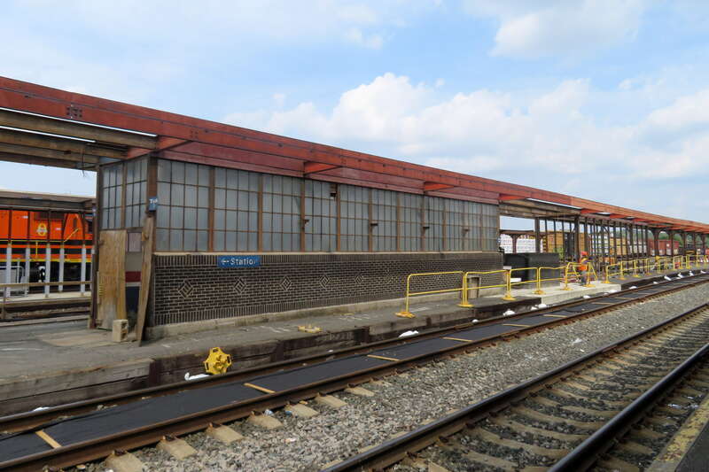 Demolition of the old Platform C at Springfield Union Station, in preparation for the installation of a new accessible high-level platform, in August 2018