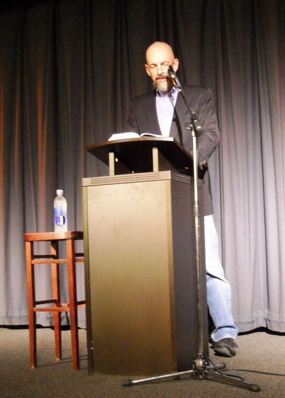 Neal read two sections.  I'm about half way through the book, which I like, although it isn't quite the challenge of his last book, Anathem. Most interesting was the Question and Answer session afterwards.
My favorite question of Neal: What are you