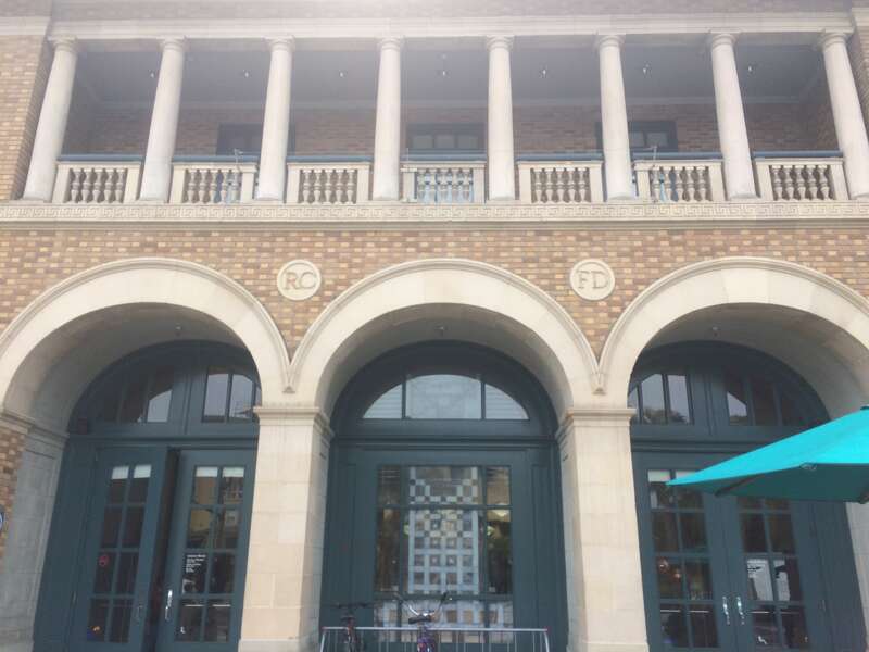 Front entrance of Main Downtown Library in Redwood City, California