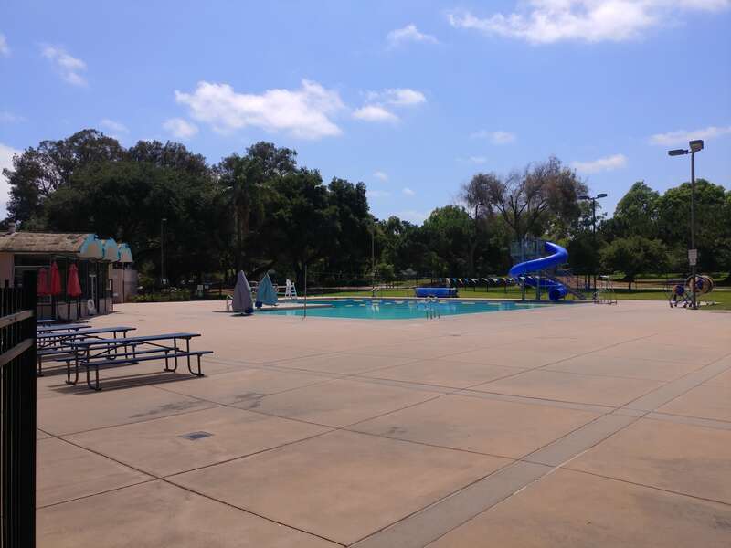 A swimming pool facility located within Rengstorff Park in Mountain View, California.