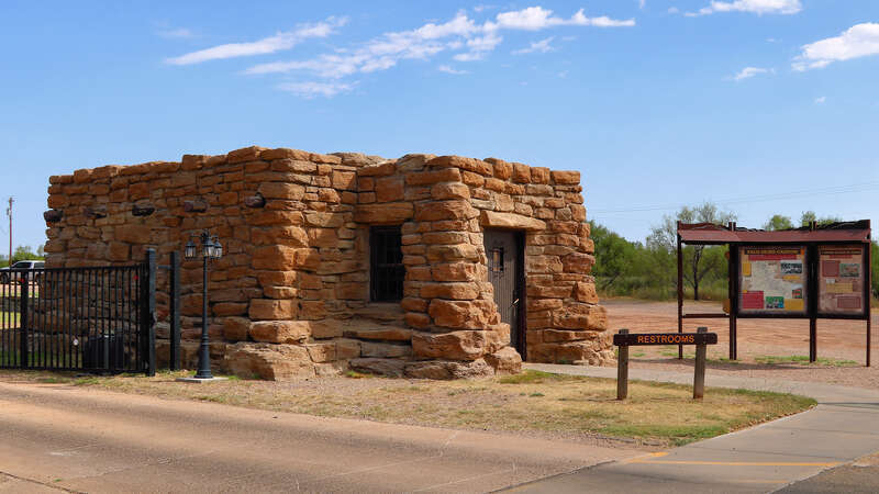 Restrooms at the entrance to Palo Duro Canyon State Park in Randall County, Texas, United States built by the Civilian Conservation Corps in the 1930s.