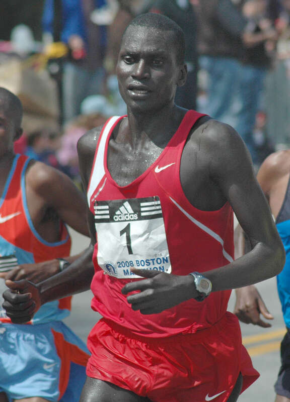 Robert Kipkoech Cheruiyot during 2008 Boston Marathon at Wellesley Square