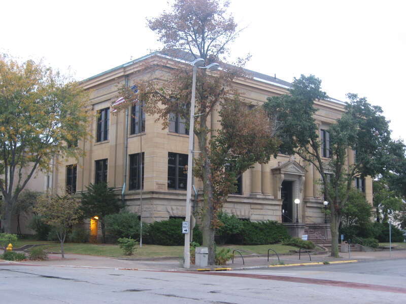 Front and northern side of the Rock Island Public Library, located at 401 Nineteenth Street in Rock Island, Illinois, United States.  It was built in 1903.