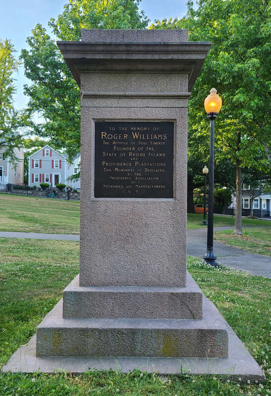 South facade of Roger Williams Landing Place monument in Slate Rock Park aka Roger Williams Square, Providence, Rhode Island