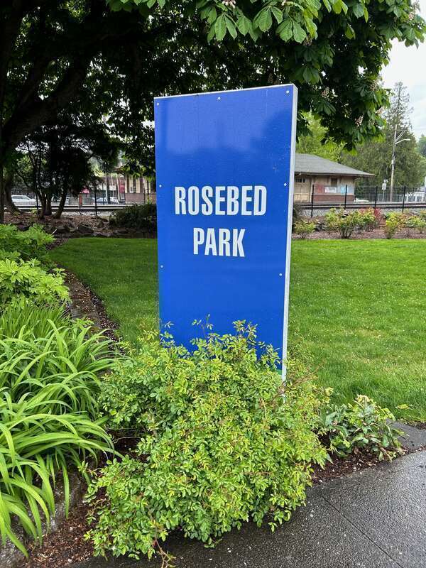 Rosebed Park sign in Kent, Washington