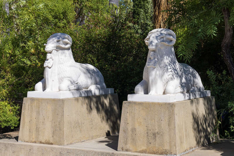 Rosicrucian Egyptian Museum entrance sculptures