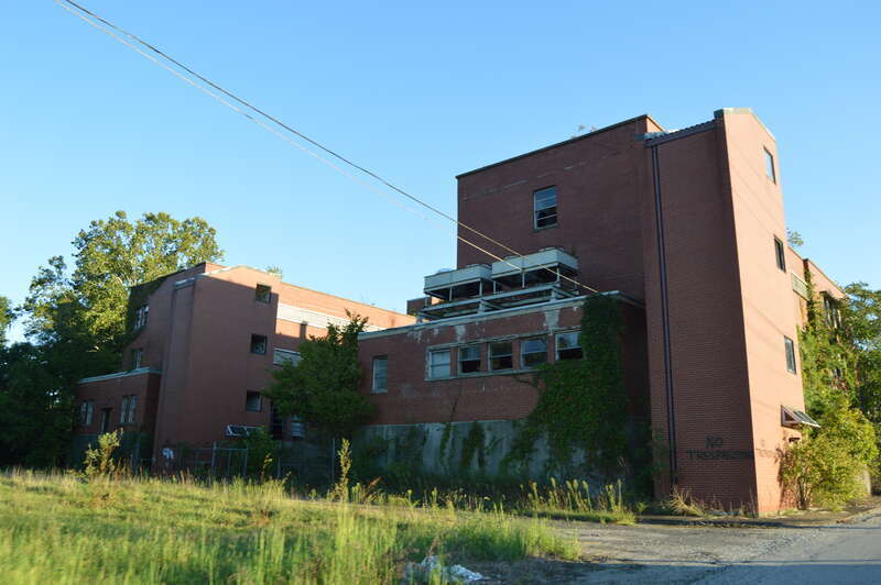 Rear of the Russell Railroad YMCA, located at 451 Verhon Street near the large CSX rail yard in Russell, Kentucky, United States.  It was built in 1948.