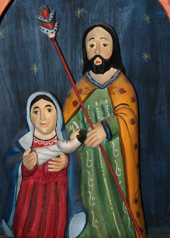 Santa Fe, NM USA - The sculpture of the Chapel of San Miguel