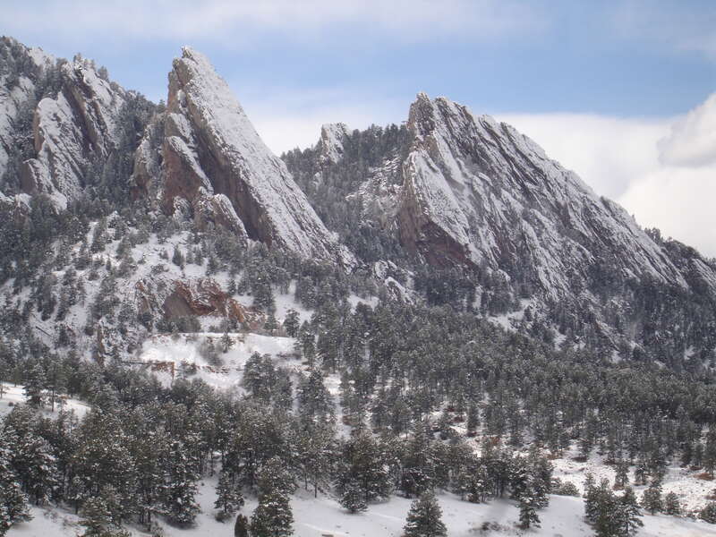 Snow-covered Flatirons from NCAR