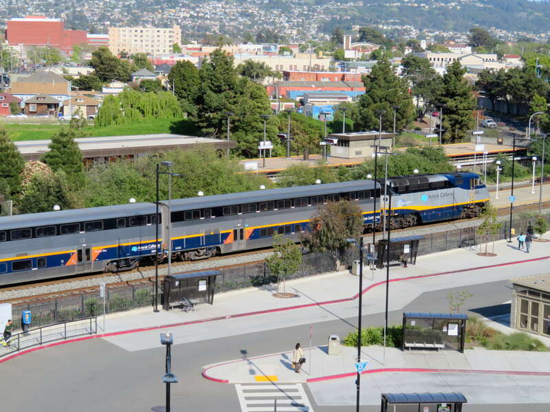 A southbound Capitol Corridor train at Richmond station in April 2018