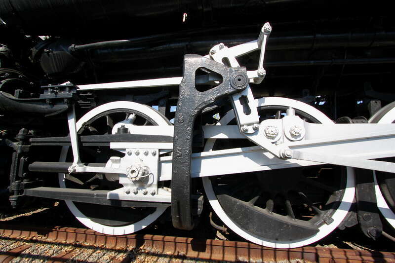Vintage steam locomotive on display outside Minute Maid Field, downtown Houston TX