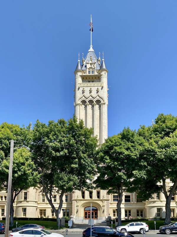 Built in 1894-1895, this Renaissance Revival-style building was designed by Willis Ritchie and built by David B. Fotheringham to serve as the Spokane County Courthouse.  The building features a buff brick exterior with decorative patterned brickwork,