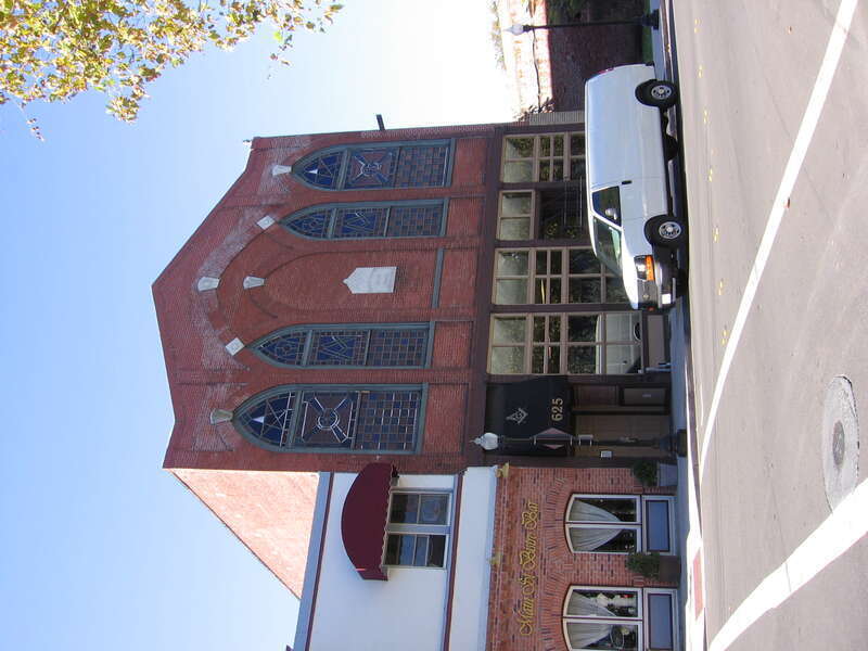 Masonic Hall on Main Street in Suisun City, California, USA.