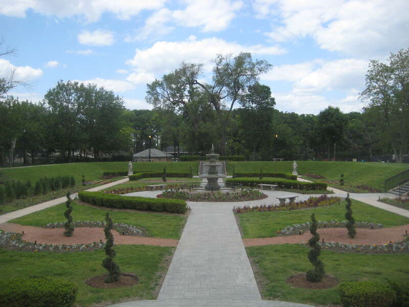 The Sunken Garden at the entrance to the Phillips Park Zoo, Aurora, Illinois.