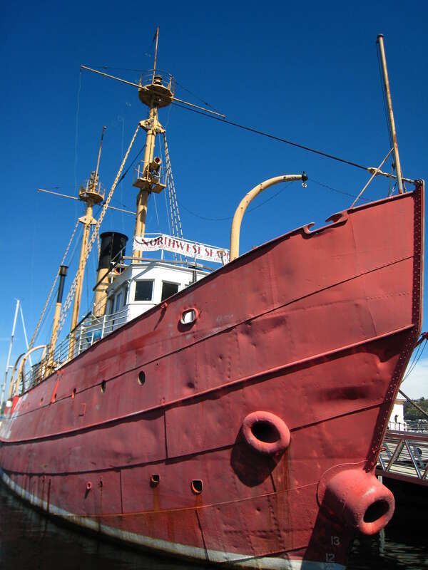 Lightship Swiftsure moored at Northwest Seaport, South Lake Union, Seattle WA.