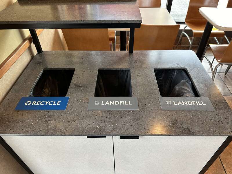 Taco Bell Calle Ocho Little Havana, Miami FL 2023 - Recycle and Landfill container