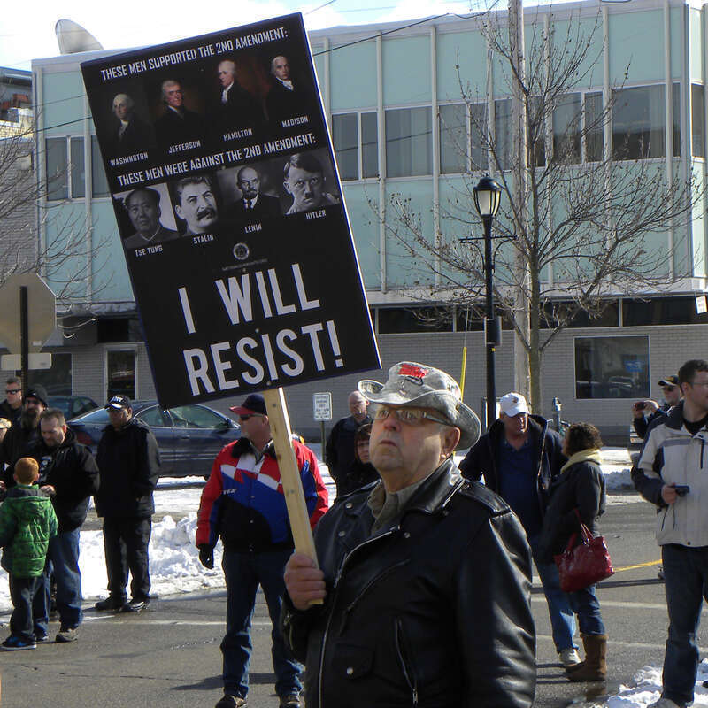 St. Cloud, Minnesota
February 23, 2013
About 300 people gathered in St. Cloud, Minnesota to support gun rights and call for no new gun control laws.
Sign reads:
I WILL RESIST

2013-02-23 This is licensed under a Creative Commons Attribution License.