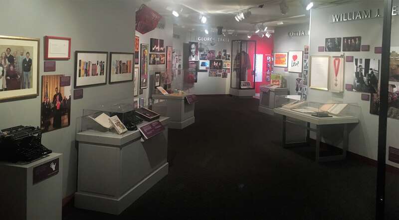 Several displays of the California Hall of Fame on the second floor of the The California Museum.