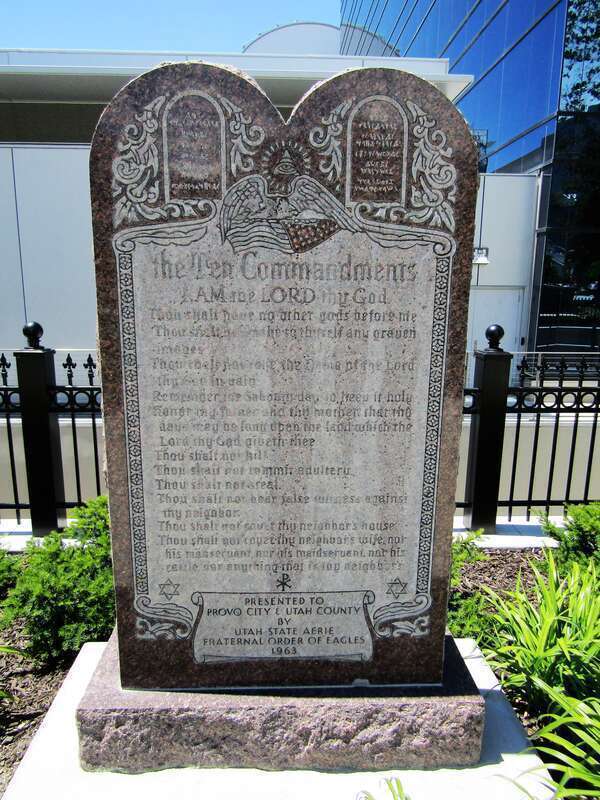 The Ten Commandments on the grounds of the Provo City Center Temple.