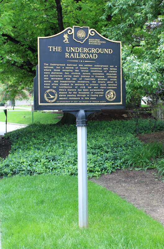 The Underground Railroad historical marker on the grounds of the Ohio Statehouse in Columbus, Ohio