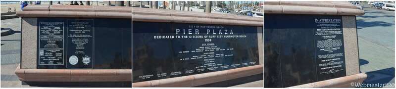 This plaque just goes on and on at the land side of the Huntington Beach Calif Pier