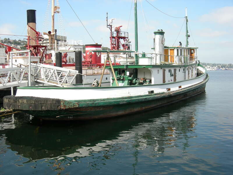The tugboat Arthur Foss, built 1889, one of the historic fleet of Northwest Seaport, South Lake Union Park, Seattle, Washington, USA. The tug is a Seattle city landmark and is listed  on the National Register of Historic Places (NRHP), ID #89001078.