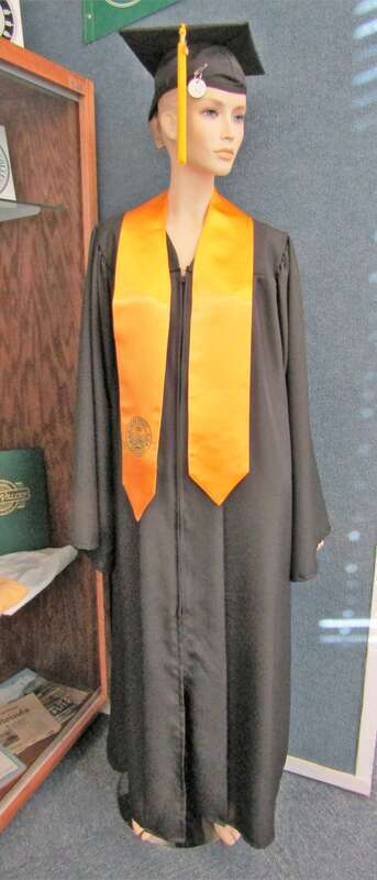 Graduation clothes for Utah Valley University at the Orem Heritage Museum.