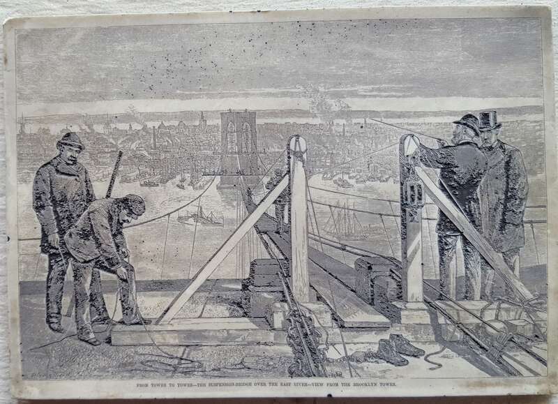 From Tower to Tower - the Suspension bridge over the East River - view from the Brooklyn Tower.