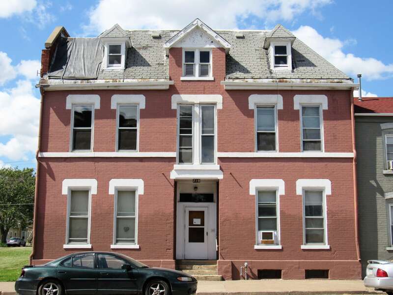 A brick apartment building in the West Third Street Historic District, Davenport, Iowa.