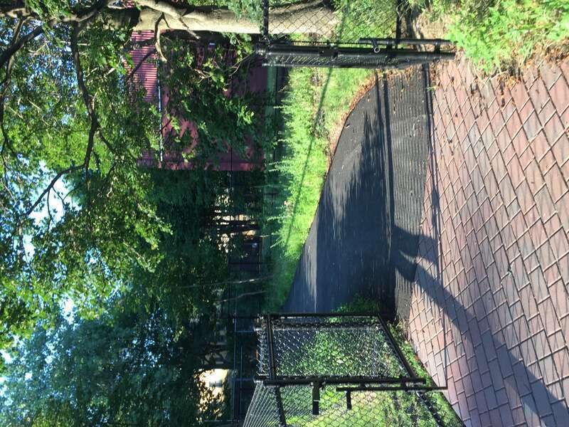 Whittemore Avenue entrance to Alewife Linear Park in July 2017