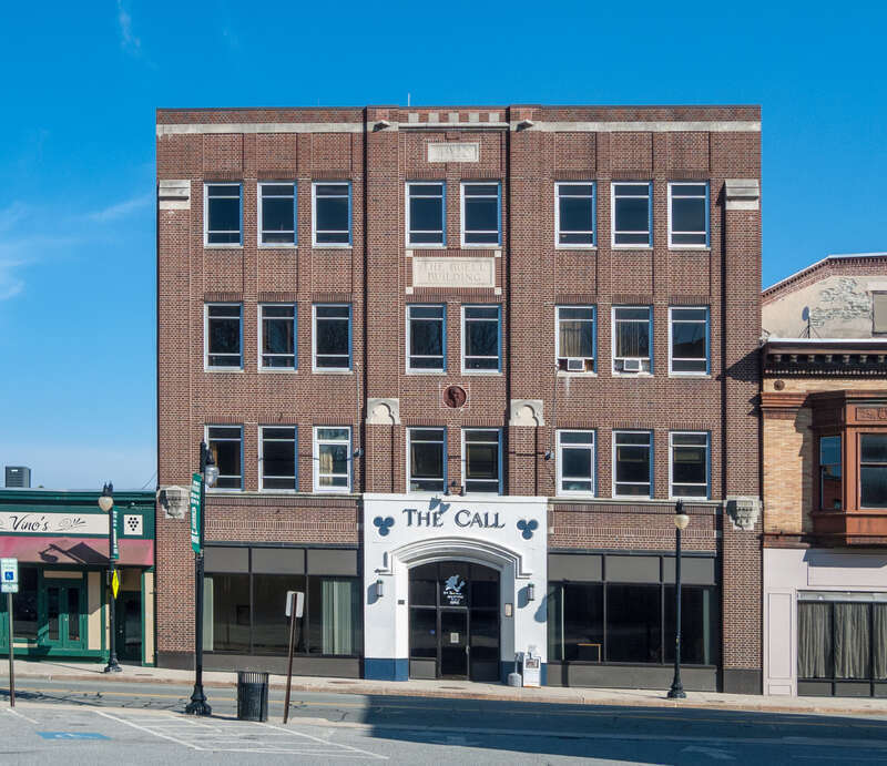 Buell Building, home of the Woonsocket Call newspaper, downtown Woonsocket Rhode Island. Architects: Westcott &amp;amp; Mapes. Part of the Main Street Historic District.