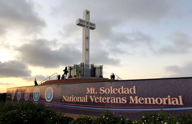 Mt. Soledad National Veterans Memorial is a prominent landmark located on top of Mount Soledad in the La Jolla neighborhood of San Diego, California.  A cross was first erected on the site in 1913; the present one - the third on the site -- dates